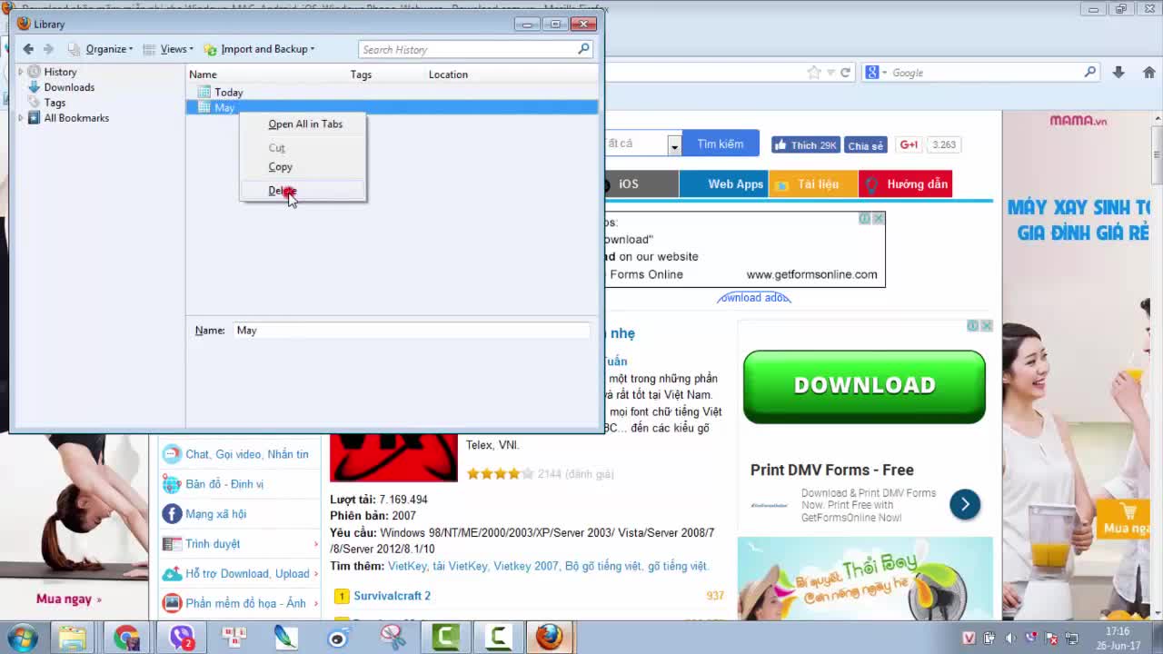Xóa lịch sử duyệt web của Firefox