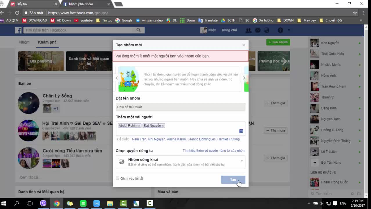 Hướng dẫn cách tạo nhóm trên Facebook