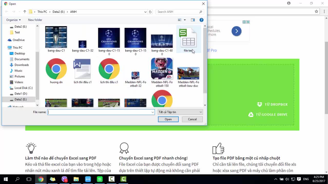 Hướng dẫn chuyển file Excel sang PDF trực tuyến