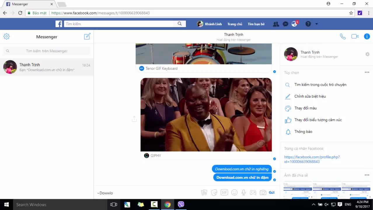 Cách chat chữ tạo kiểu trong Facebook Messenger