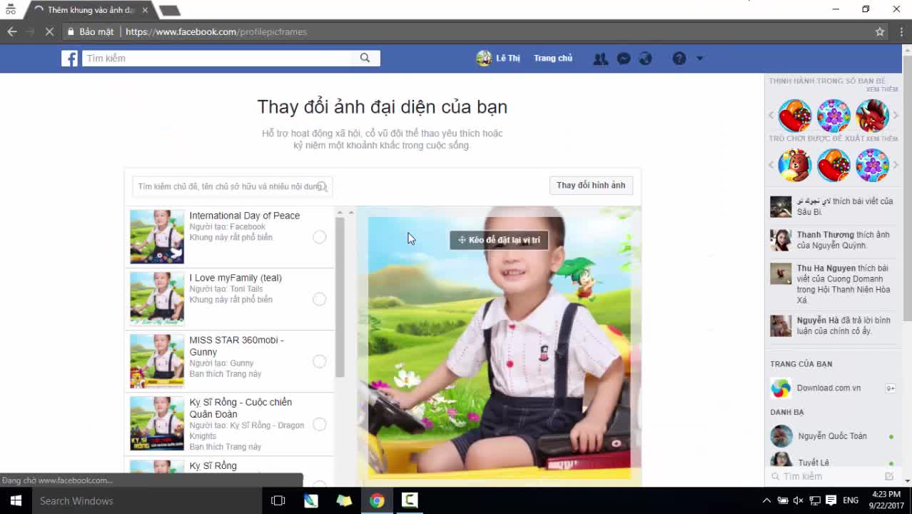 Cách thêm khung Trung thu vào ảnh đại diện Facebook