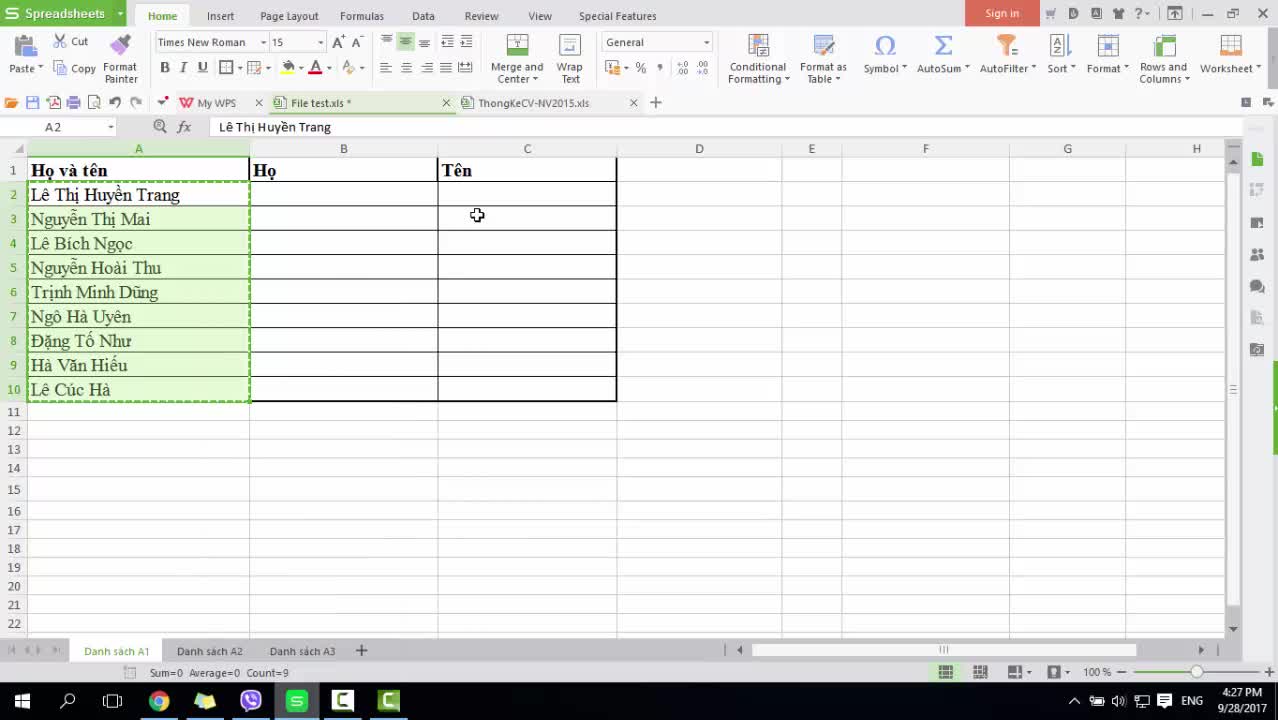 Hướng dẫn cách tách họ tên trong Excel