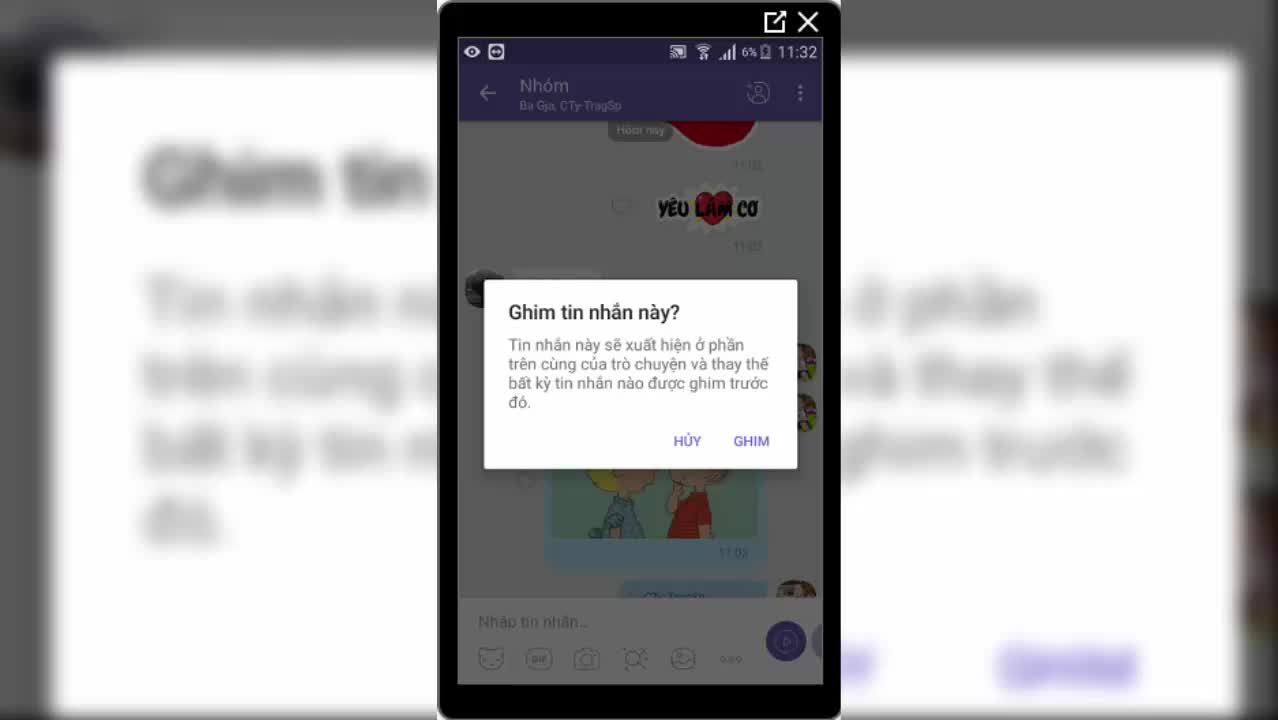 Cách ghim tin nhắn trong nhóm chat Viber