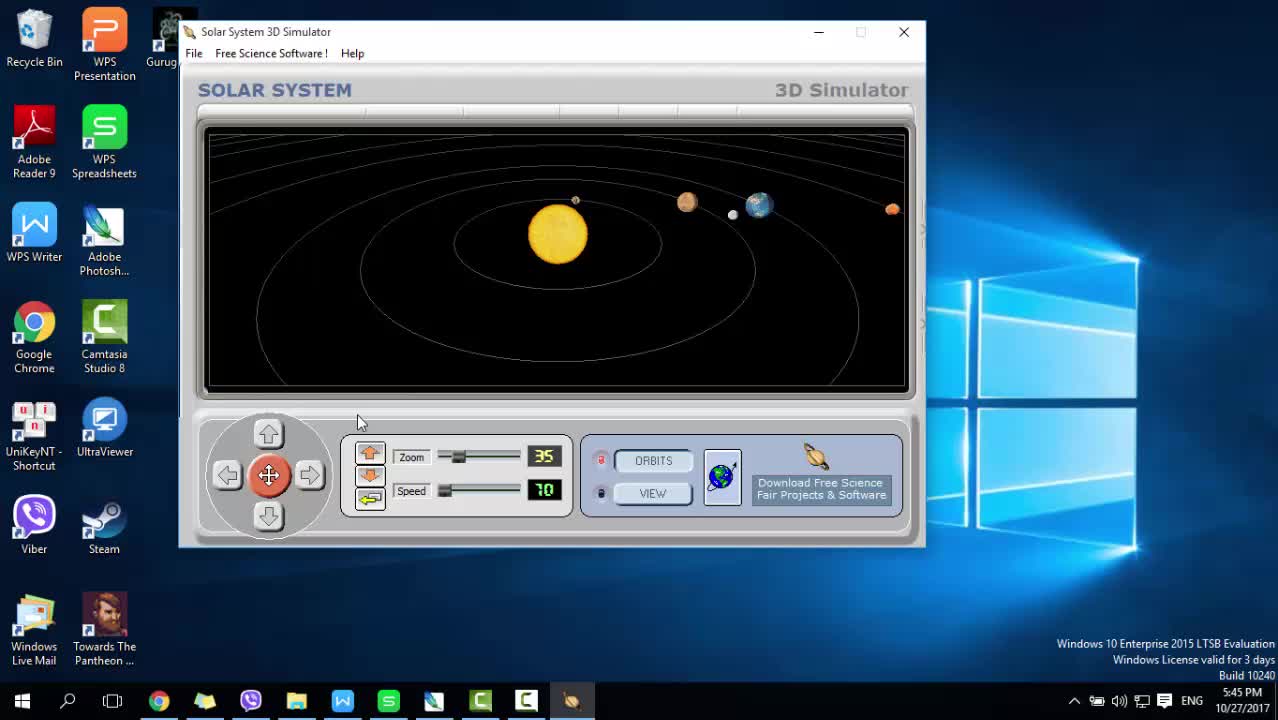 Hướng dẫn cách xem Sao Thủy trên Solar System 3D Simulator