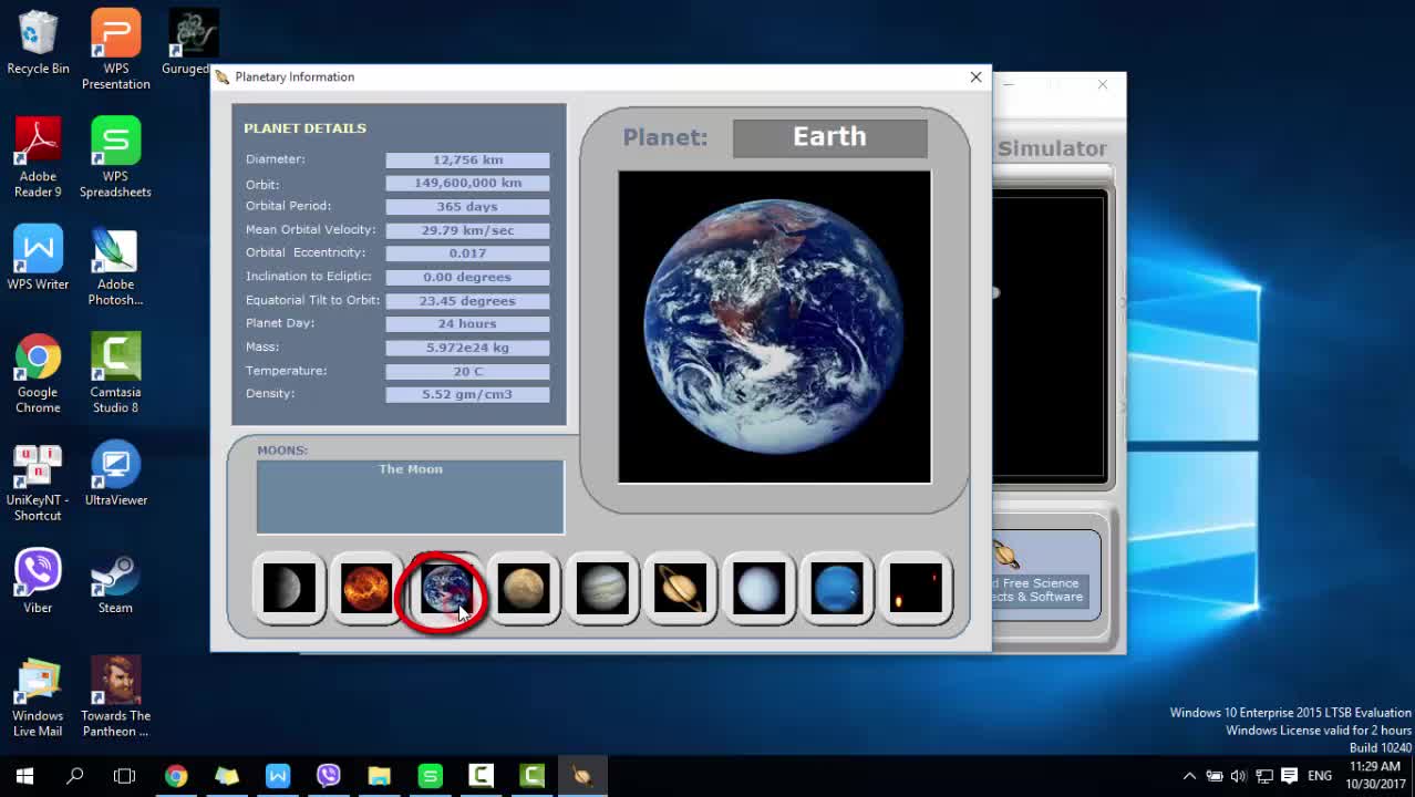 Hướng dẫn cách xem Trái Đất trên Solar System 3D Simulator
