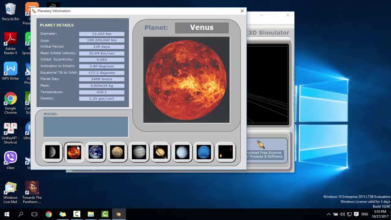 Hướng dẫn cách xem sao kim trên Solar System 3D Simulator 