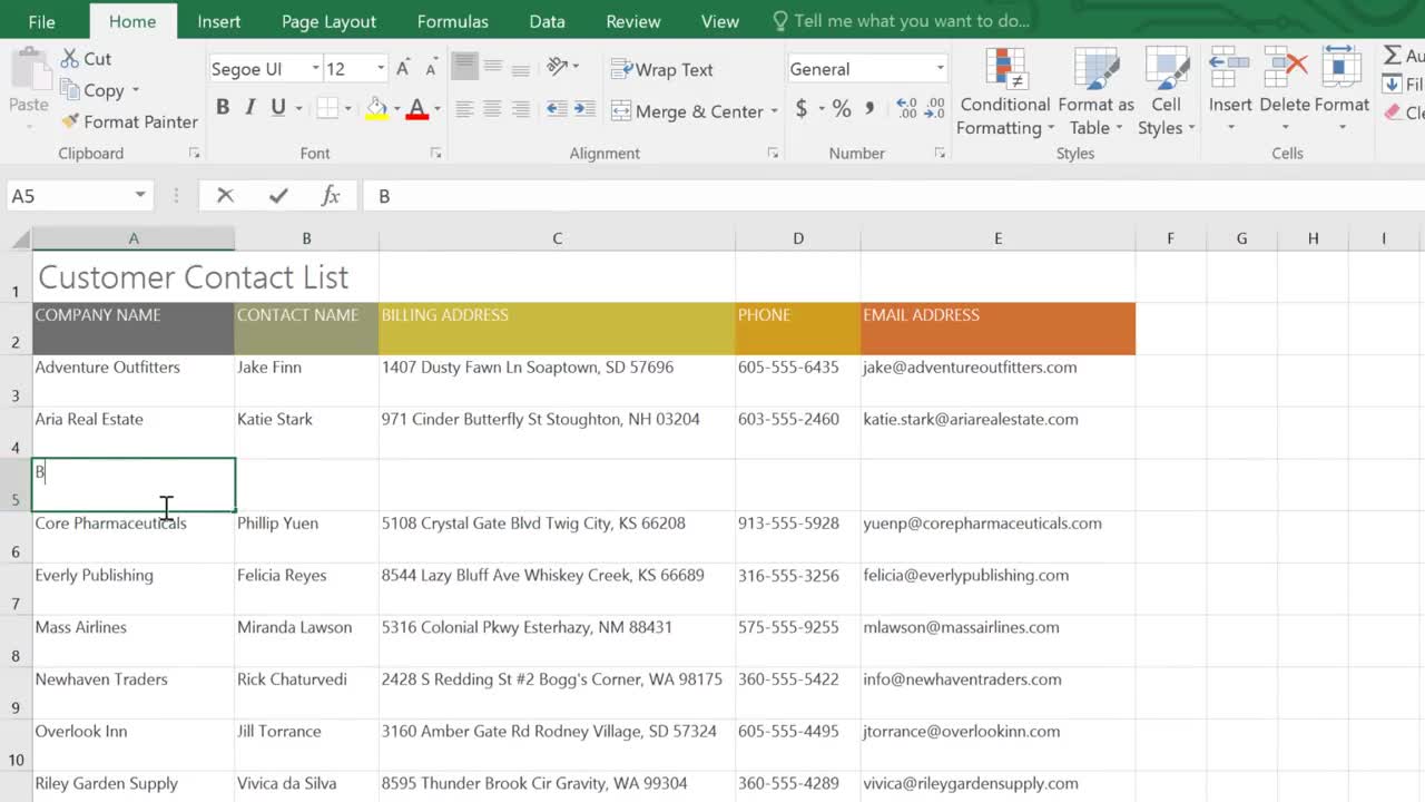Thay đổi kích thước cột, hàng và ô trong Excel 2016