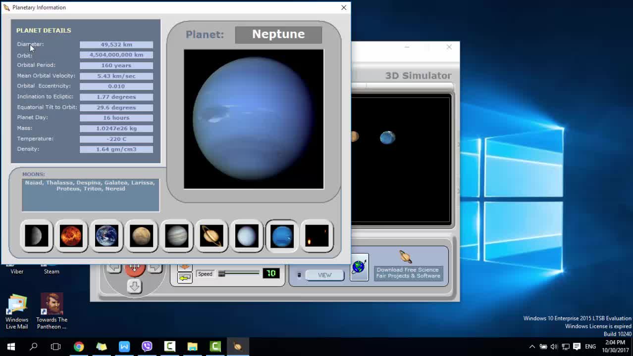 Hướng dẫn quan sát Sao Hải Vương trên Solar System 3D Simulator
