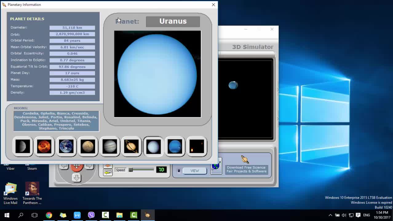 Hướng dẫn quan sát Sao Thiên Vương trên Solar System 3D Simulator