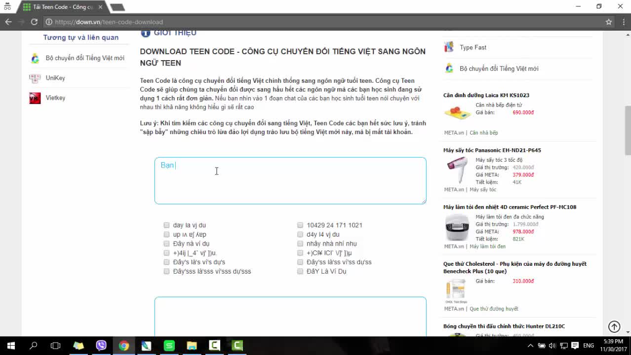 Cách chuyển đổi tiếng Việt sang Teencode