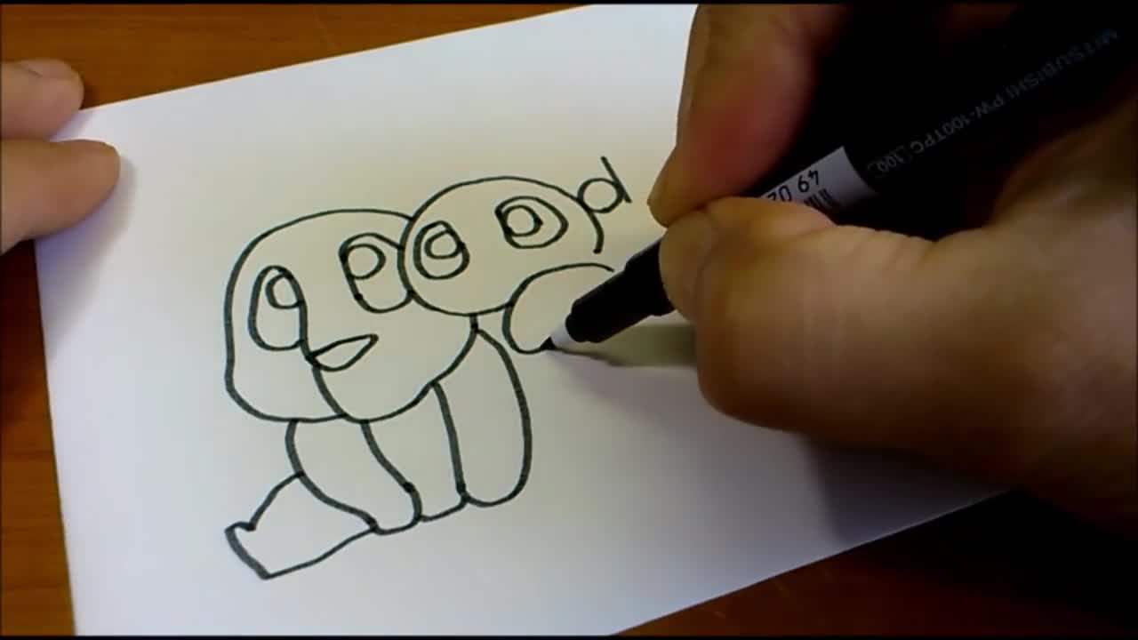 Vẽ gấu trúc từ chữ Panda 