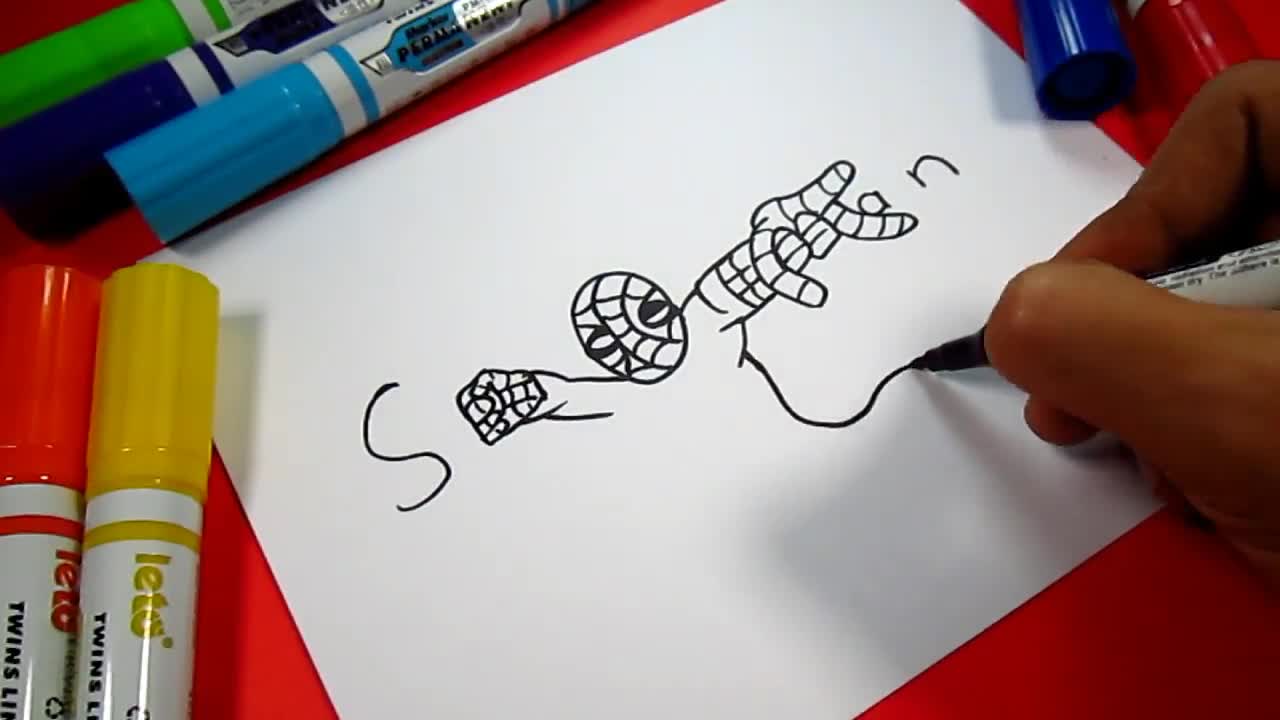 Vẽ người nhện từ chữ SPIDER MAN 