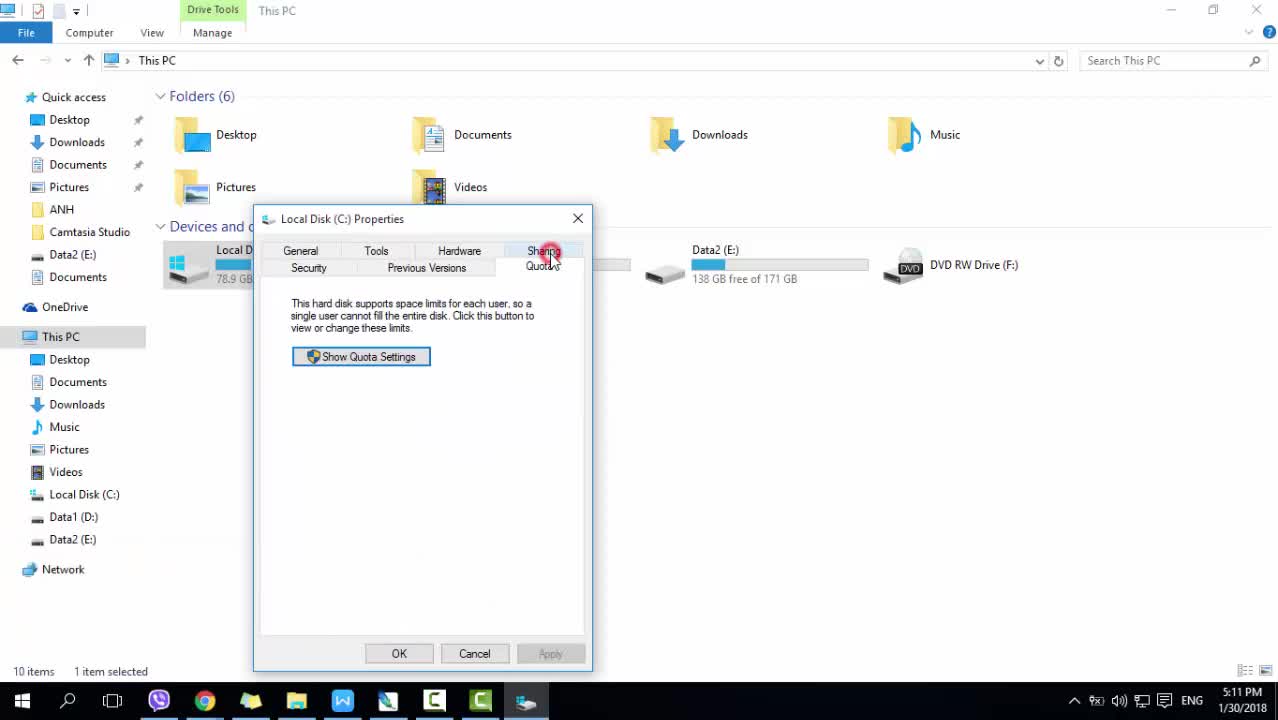 Cách bật tính năng thông báo khi phân vùng chính sắp đầy trên Windows 10