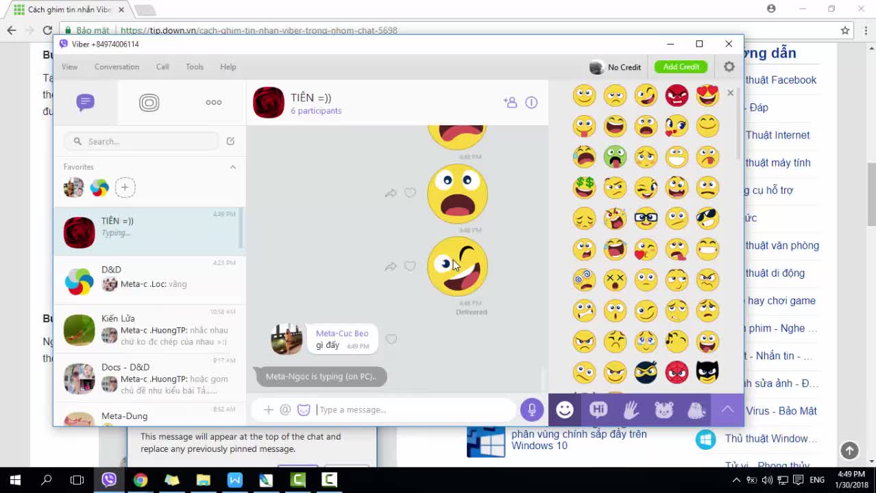 Cách ghim tin nhắn Viber trong nhóm chat