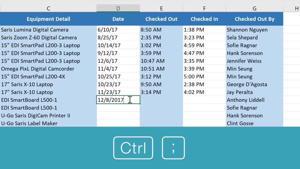 Excel 2016 - Thêm ngày hiện tại vào ô