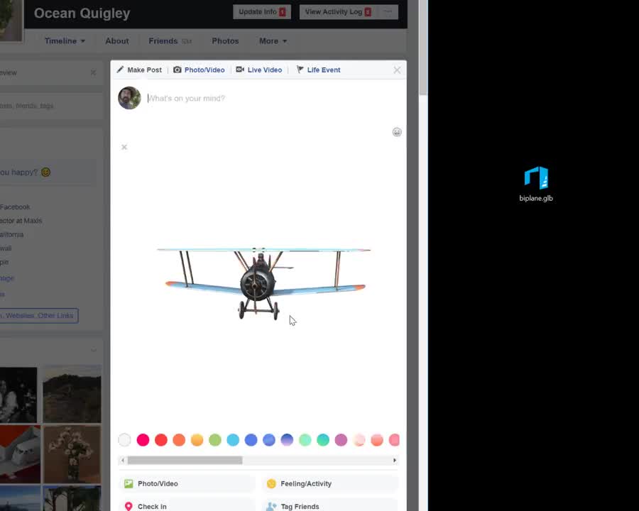 Demo tính năng chia sẻ hình ảnh 3D của Facebook