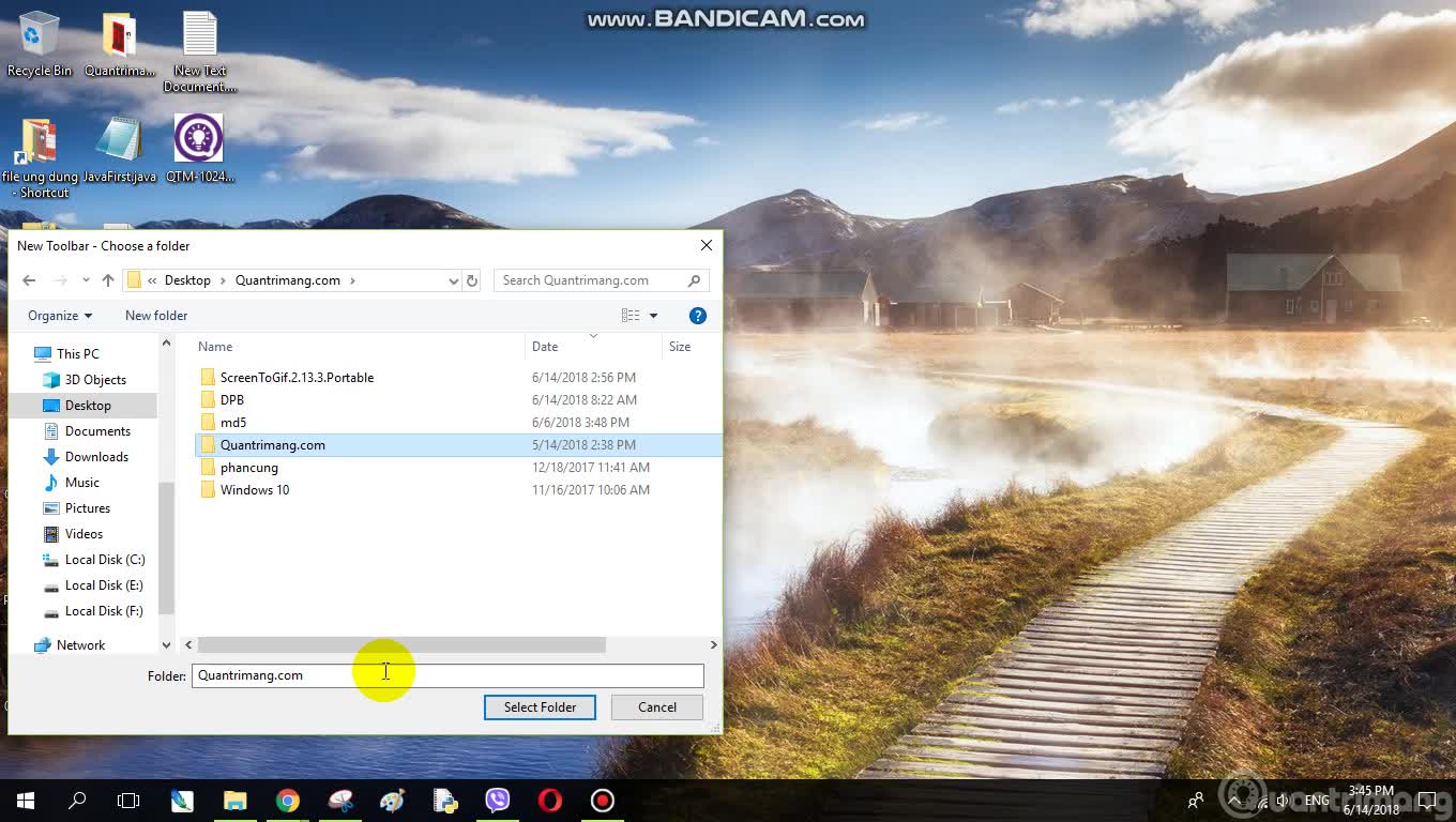 Tạo shortcut thư mục trên taskbar