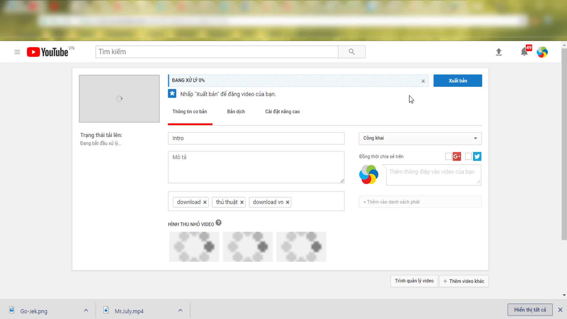 Cách cắt video trên Youtube