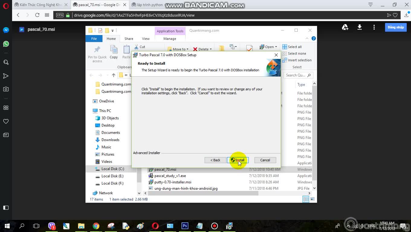 Tải, cài và chạy Pascal trên Windows 10