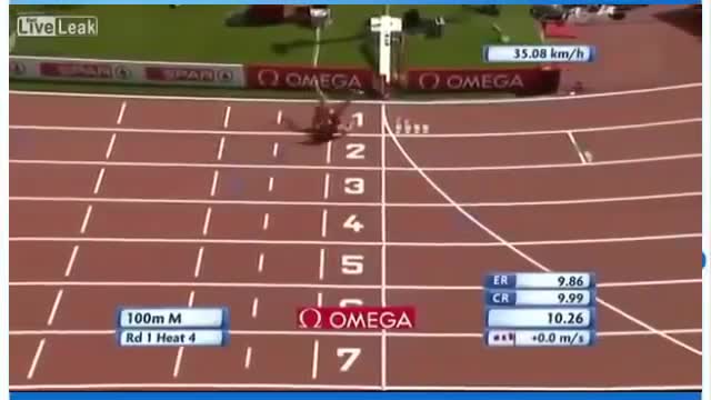 Pha gãy chân không tưởng tại đường chạy 100m