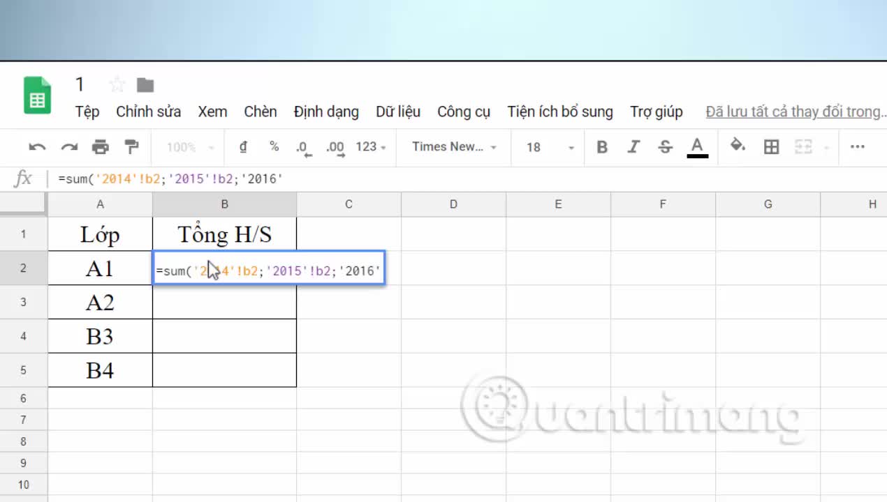 Cách tính tổng trên Google Sheets