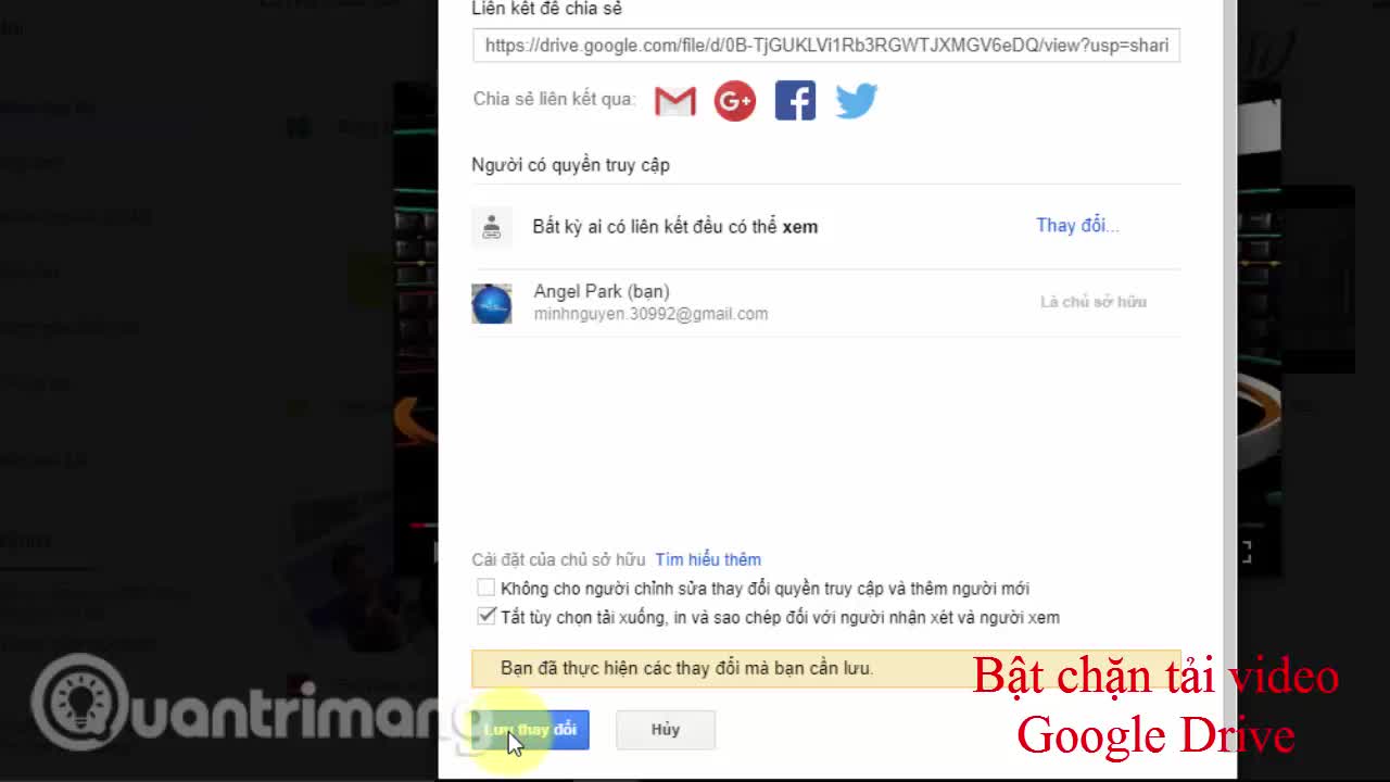 Cách chặn tải video, file trên Google Drive
