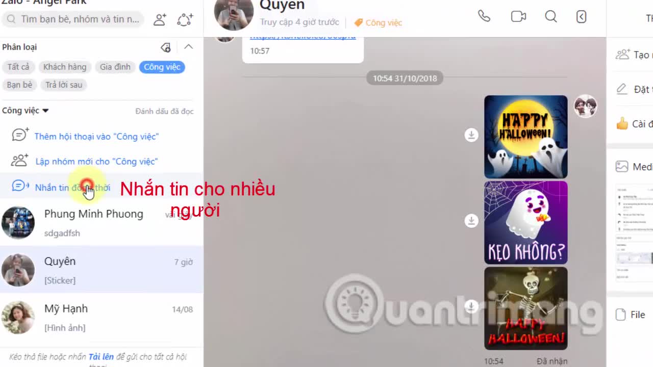 Cách nhắn tin nhiều người cùng lúc trên Zalo PC