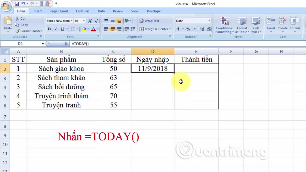 Cách điền ngày tháng trên Excel