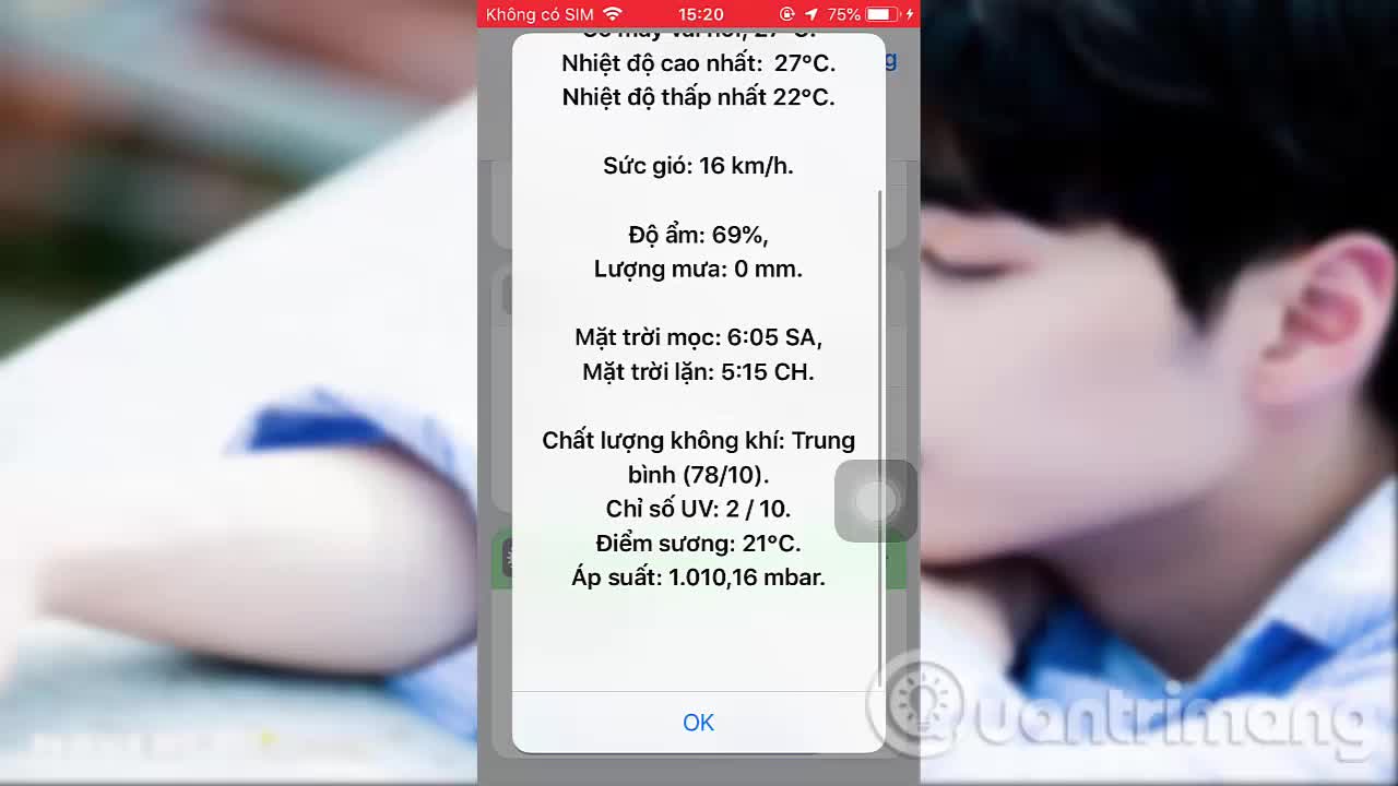 Cách xem nhanh thời tiết trên iPhone