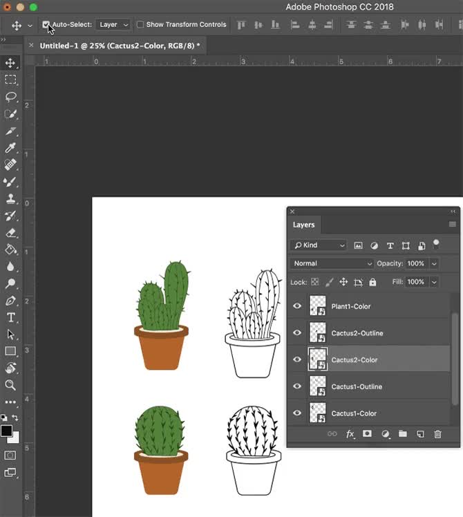 Chọn layer tự động trong Photoshop