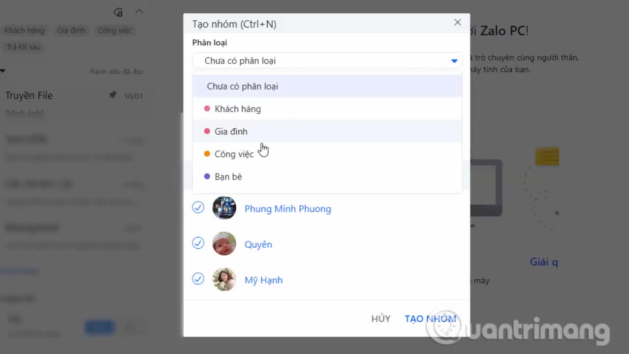 Cách tạo nhóm chat Zalo trên PC