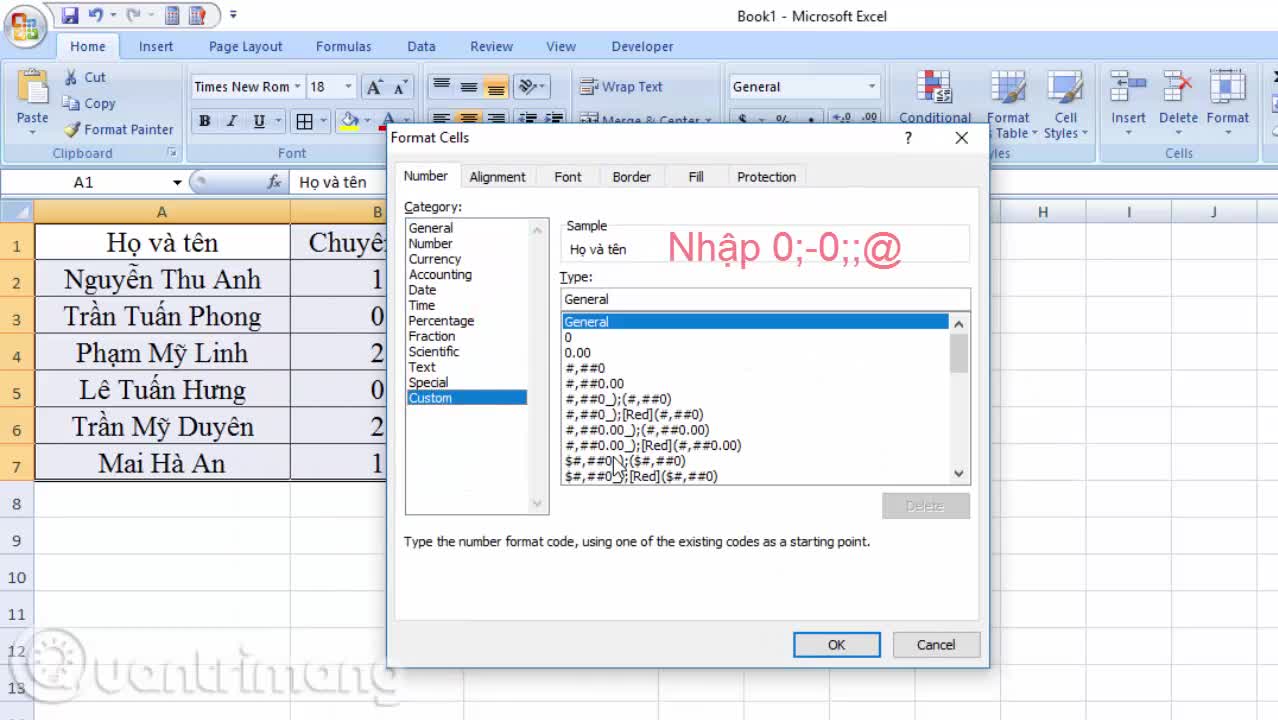 Cách ẩn số 0 trên Excel