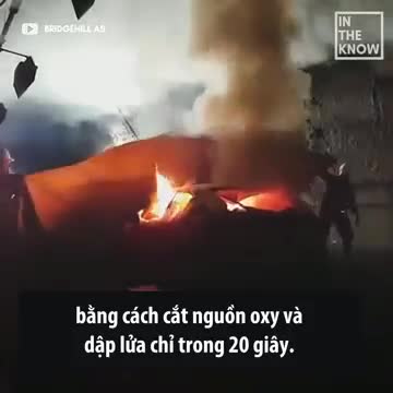 Chăn dập lửa khiến đám cháy xe tắt ngúm trong 20 giây