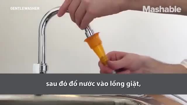 Máy giặt làm sạch quần áo trong 5 phút không cần điện