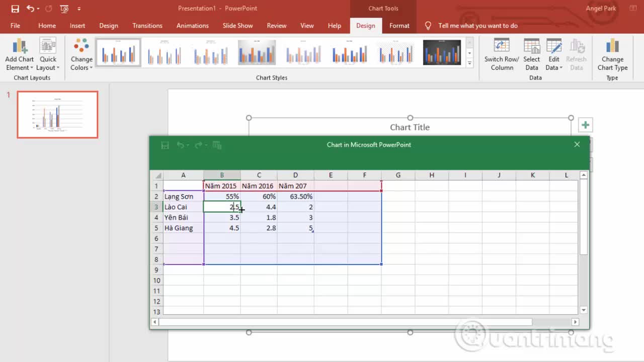 Cách chèn biểu đồ trên PowerPoint