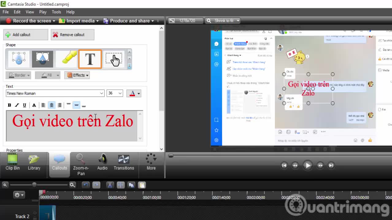 Cách chèn chữ vào video trên Camtasia