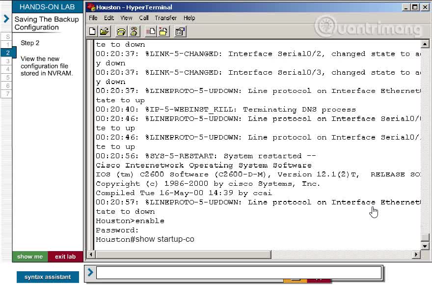 Saving the backup configuration