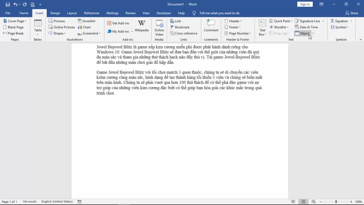 Hướng dẫn đính kèm file trong Word