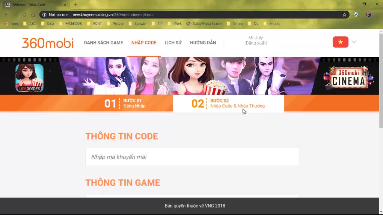 Cách nhập Giftcode 360mobi Cinema