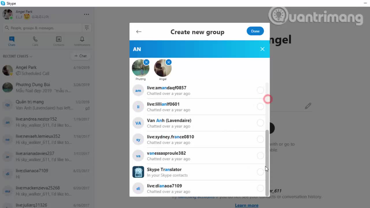 Cách tạo nhóm chat Skype