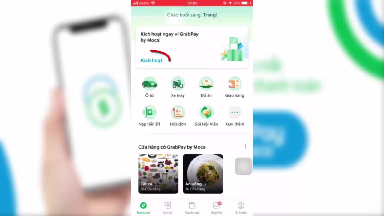 Hướng dẫn kích hoạt ví GrabPay by Moca 