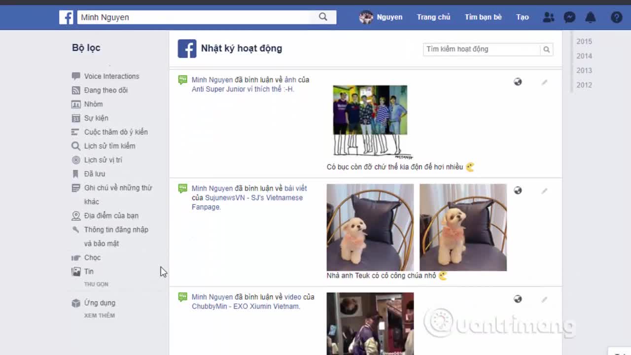 Cách tìm lại video đã xem trên Facebook