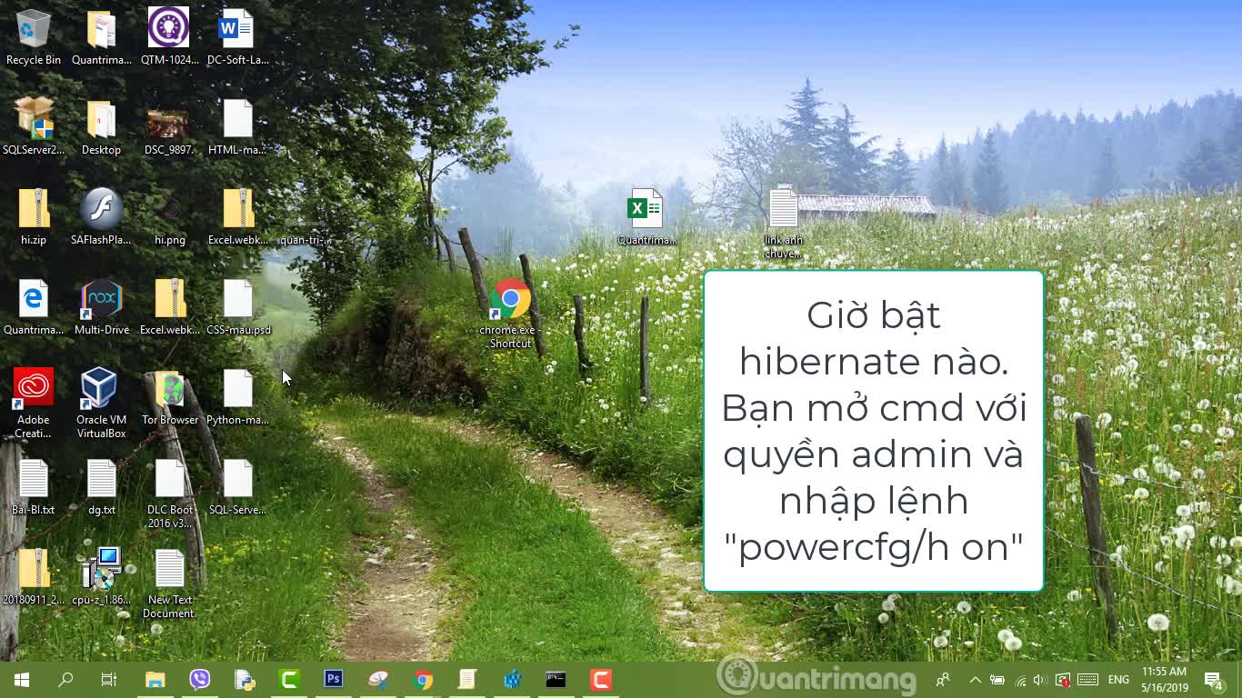 Bật chế độ ngủ đông trên Windows 10