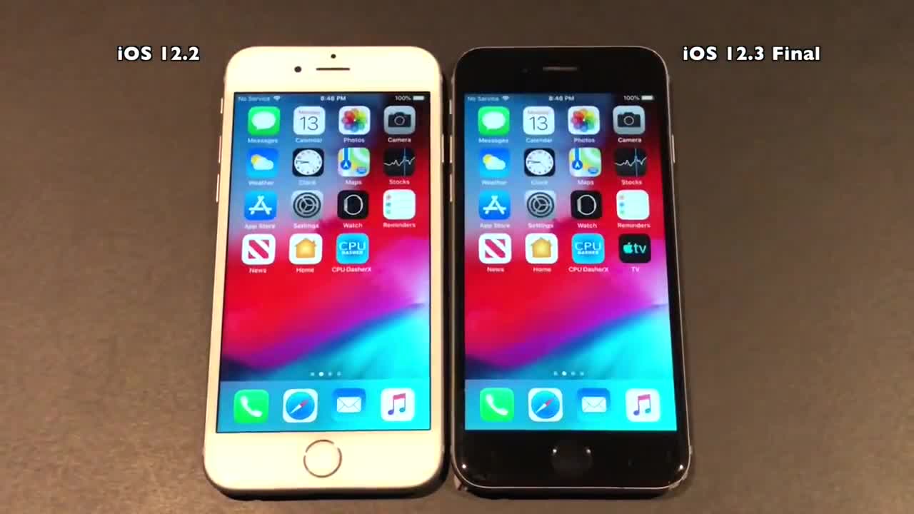 Speed Test iOS 12.3 Final on iPhone 6S vs iOS 12.2 (Build 16F156)