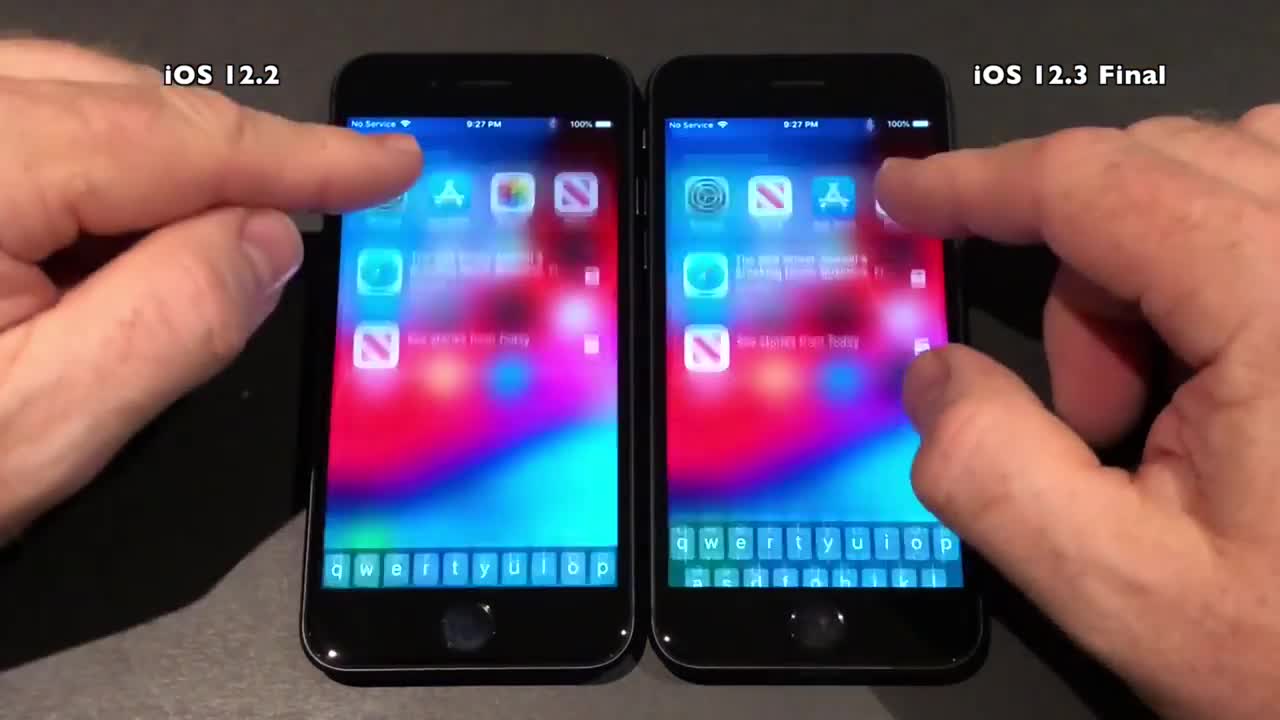 Speed Test iOS 12.3 Final on iPhone 8 vs iOS 12.2 (Build 16F156)
