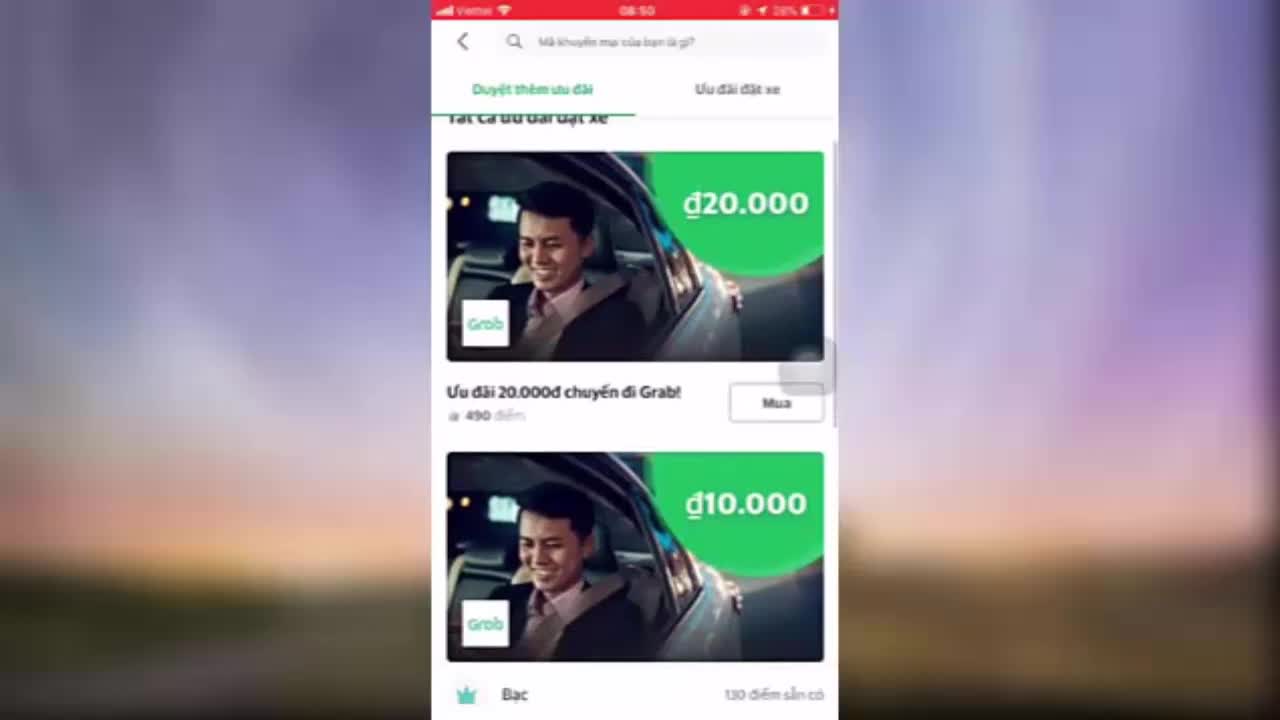 Hướng dẫn nhập mã khuyến mại trên GrabBike, GrabCar