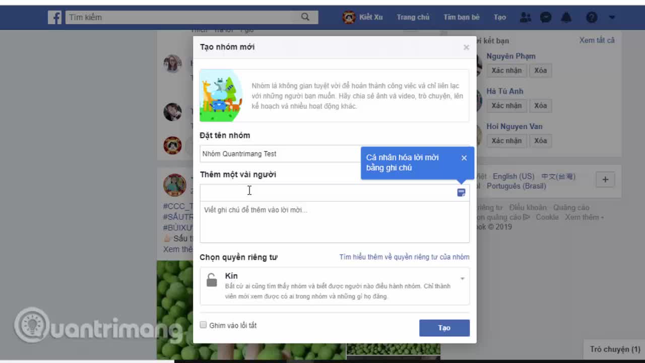 Cách tạo nhóm trên Facebook PC