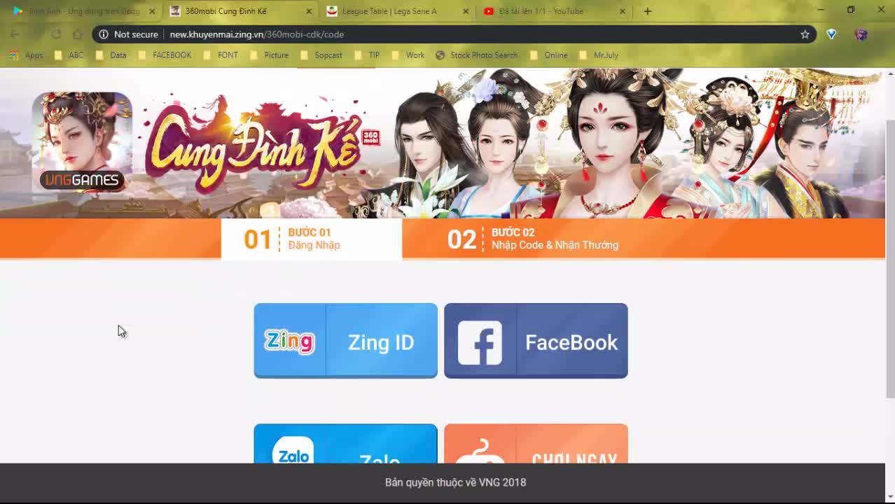 Cách nhập giftcode game 360mobi Cung Đình Kế