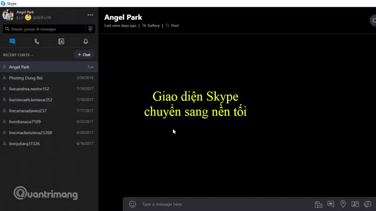 Cách bật nền tối trên Skype PC