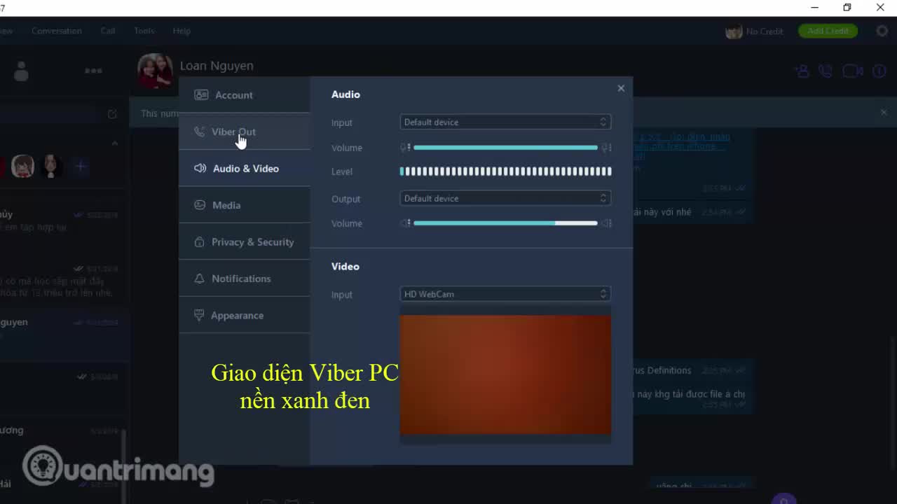 Cách bật giao diền nền đen cho Viber PC
